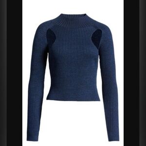 OPEN EDIT NEW‎ $59 Sparkle Cutout Sweater in Navy Blazer Size Small BB2